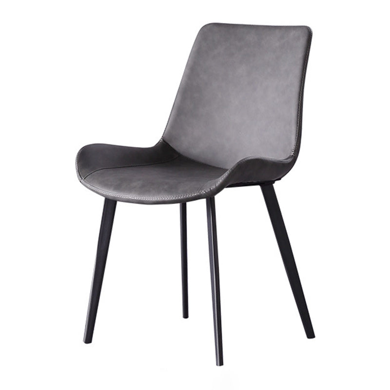 Modern Leather Curved Dining Chair Matte Finish Parsons Chair for Brasserie Grey 1 Piece Clearhalo ' kitchen&dining_furn' 'Dining Chairs' 'Dining Tables & Seating' 'dining_chair' 'furn' 'furn_dining_chair' 'Furniture' 'furniture_dining_chair' 'Kitchen & Dining Furniture' 'kitchen' 4287052