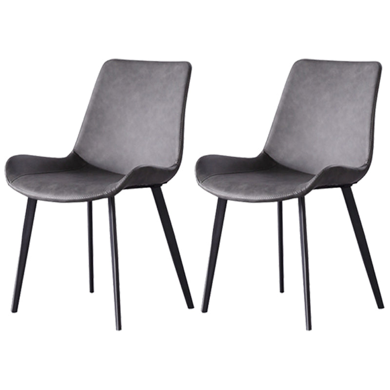Modern Leather Curved Dining Chair Matte Finish Parsons Chair for Brasserie Grey 2 Piece Set Clearhalo ' kitchen&dining_furn' 'Dining Chairs' 'Dining Tables & Seating' 'dining_chair' 'furn' 'furn_dining_chair' 'Furniture' 'furniture_dining_chair' 'Kitchen & Dining Furniture' 'kitchen' 4287054