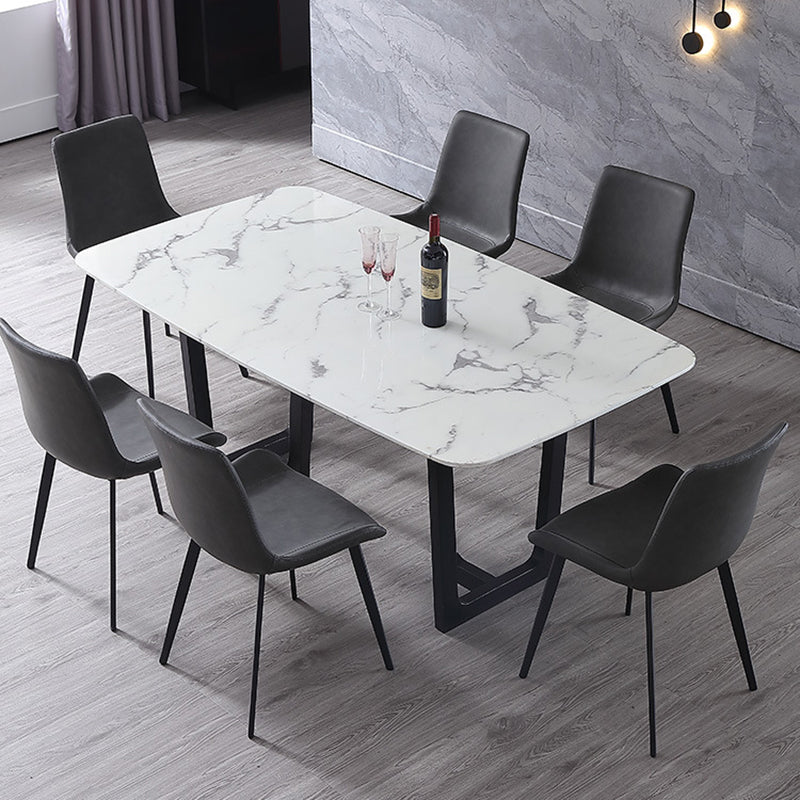 Modern Leather Curved Dining Chair Matte Finish Parsons Chair for Brasserie Clearhalo ' kitchen&dining_furn' 'Dining Chairs' 'Dining Tables & Seating' 'dining_chair' 'furn' 'furn_dining_chair' 'Furniture' 'furniture_dining_chair' 'Kitchen & Dining Furniture' 'kitchen' 4287059