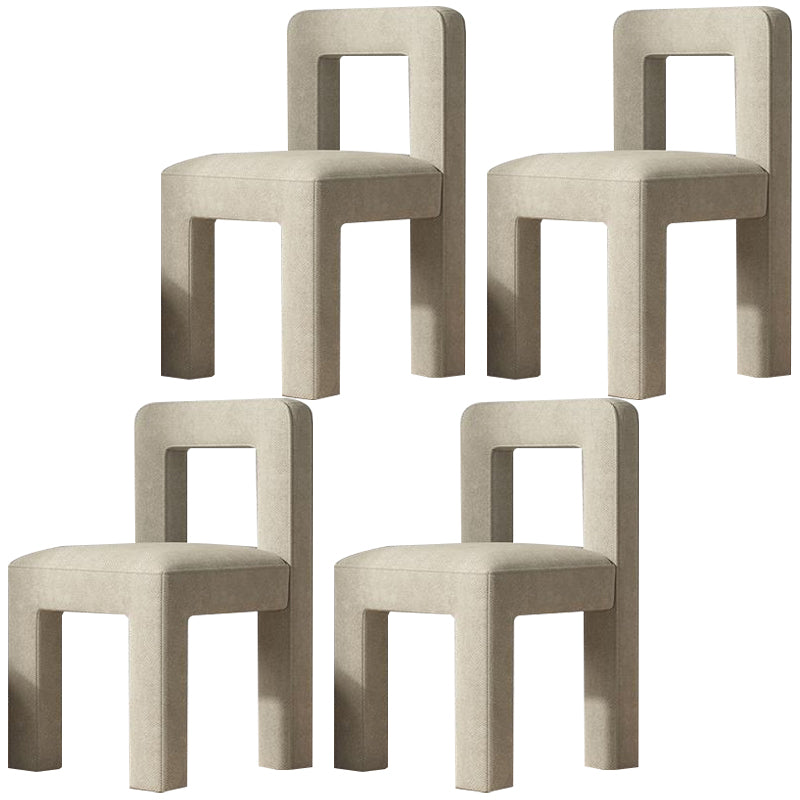 Modern Dining Side Chair Matte Finish Linen Fabric Open Back Armless Chair Beige 4 Piece Set Clearhalo ' kitchen&dining_furn' 'Dining Chairs' 'Dining Tables & Seating' 'dining_chair' 'furn' 'furn_dining_chair' 'Furniture' 'furniture_dining_chair' 'Kitchen & Dining Furniture' 'kitchen' 4287069