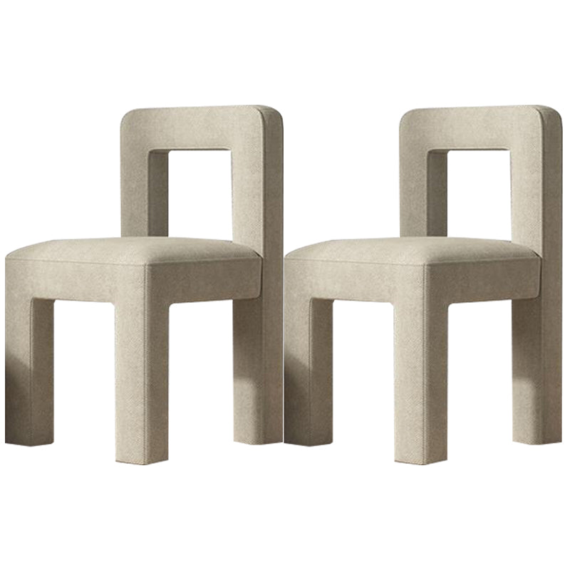 Modern Dining Side Chair Matte Finish Linen Fabric Open Back Armless Chair Beige 2 Piece Set Clearhalo ' kitchen&dining_furn' 'Dining Chairs' 'Dining Tables & Seating' 'dining_chair' 'furn' 'furn_dining_chair' 'Furniture' 'furniture_dining_chair' 'Kitchen & Dining Furniture' 'kitchen' 4287072