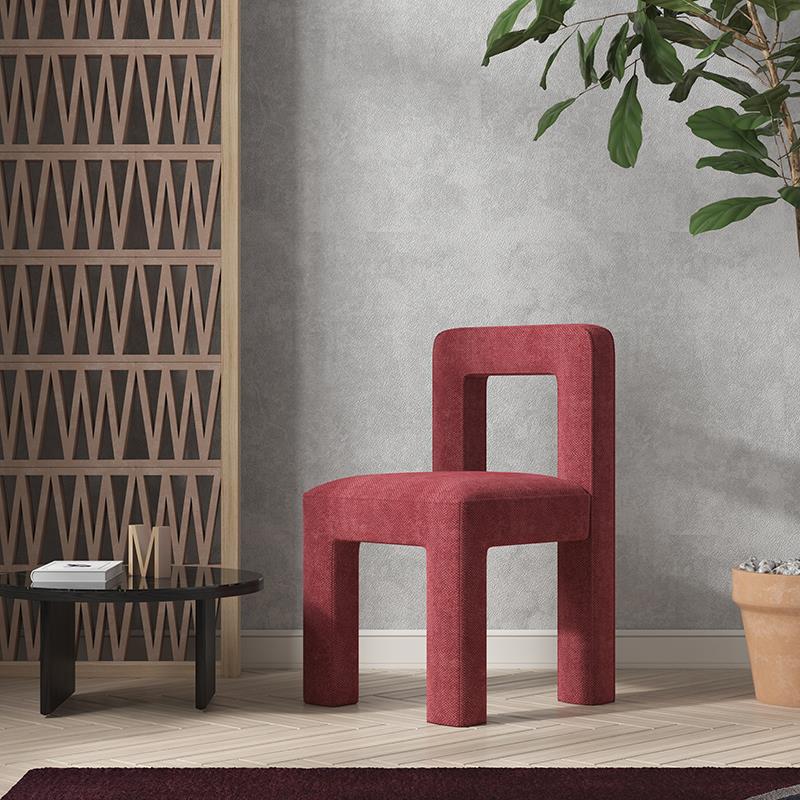 Modern Dining Side Chair Matte Finish Linen Fabric Open Back Armless Chair Burgundy 1 Piece Clearhalo ' kitchen&dining_furn' 'Dining Chairs' 'Dining Tables & Seating' 'dining_chair' 'furn' 'furn_dining_chair' 'Furniture' 'furniture_dining_chair' 'Kitchen & Dining Furniture' 'kitchen' 4287075