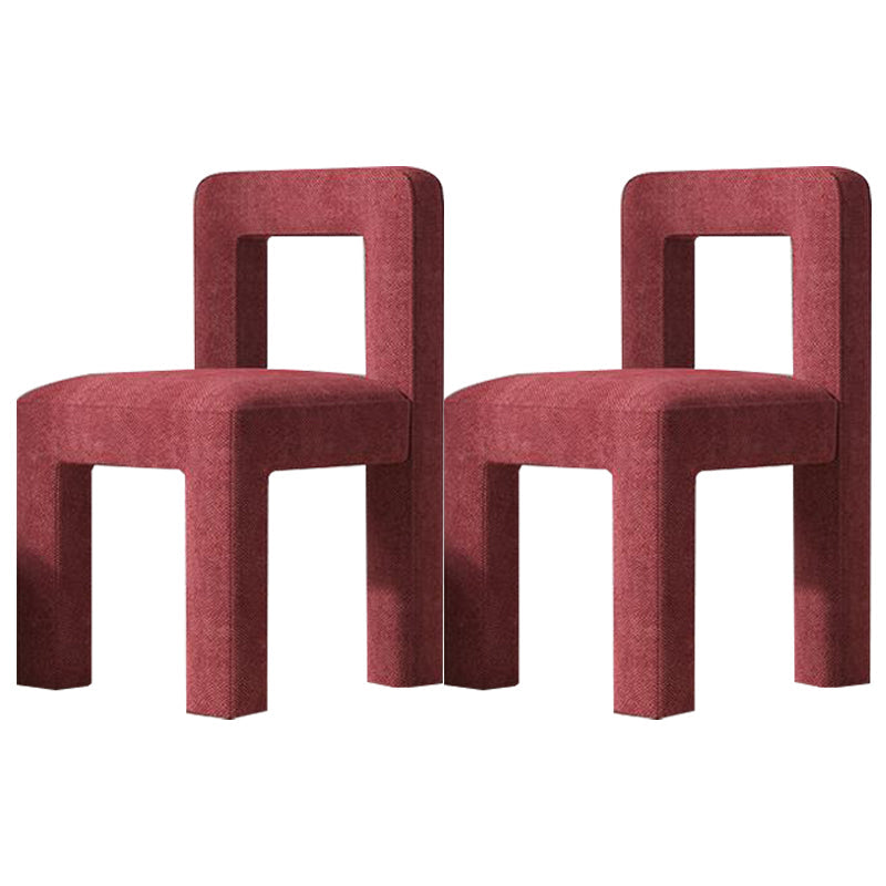 Modern Dining Side Chair Matte Finish Linen Fabric Open Back Armless Chair Burgundy 2 Piece Set Clearhalo ' kitchen&dining_furn' 'Dining Chairs' 'Dining Tables & Seating' 'dining_chair' 'furn' 'furn_dining_chair' 'Furniture' 'furniture_dining_chair' 'Kitchen & Dining Furniture' 'kitchen' 4287076