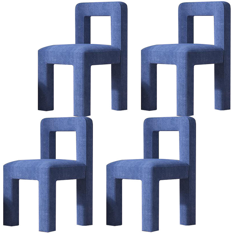 Modern Dining Side Chair Matte Finish Linen Fabric Open Back Armless Chair Royal Blue 4 Piece Set Clearhalo ' kitchen&dining_furn' 'Dining Chairs' 'Dining Tables & Seating' 'dining_chair' 'furn' 'furn_dining_chair' 'Furniture' 'furniture_dining_chair' 'Kitchen & Dining Furniture' 'kitchen' 4287077