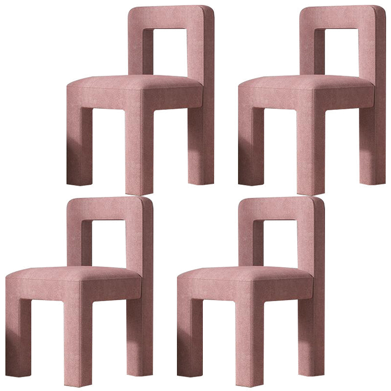 Modern Dining Side Chair Matte Finish Linen Fabric Open Back Armless Chair Pinkish Red 4 Piece Set Clearhalo ' kitchen&dining_furn' 'Dining Chairs' 'Dining Tables & Seating' 'dining_chair' 'furn' 'furn_dining_chair' 'Furniture' 'furniture_dining_chair' 'Kitchen & Dining Furniture' 'kitchen' 4287080