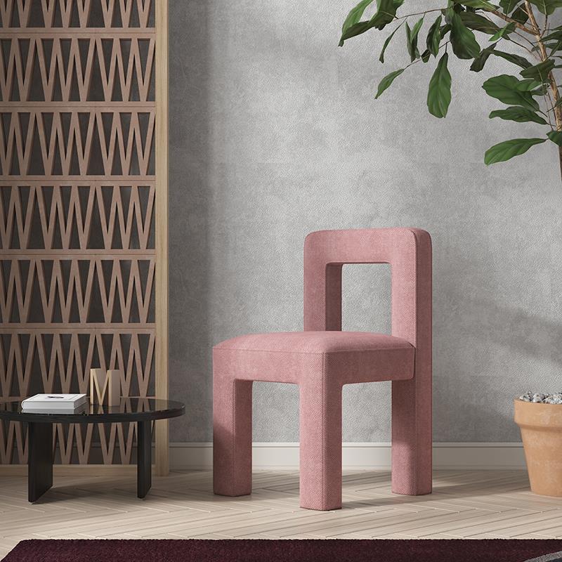Modern Dining Side Chair Matte Finish Linen Fabric Open Back Armless Chair Pinkish Red 1 Piece Clearhalo ' kitchen&dining_furn' 'Dining Chairs' 'Dining Tables & Seating' 'dining_chair' 'furn' 'furn_dining_chair' 'Furniture' 'furniture_dining_chair' 'Kitchen & Dining Furniture' 'kitchen' 4287081