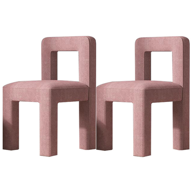 Modern Dining Side Chair Matte Finish Linen Fabric Open Back Armless Chair Pinkish Red 2 Piece Set Clearhalo ' kitchen&dining_furn' 'Dining Chairs' 'Dining Tables & Seating' 'dining_chair' 'furn' 'furn_dining_chair' 'Furniture' 'furniture_dining_chair' 'Kitchen & Dining Furniture' 'kitchen' 4287082