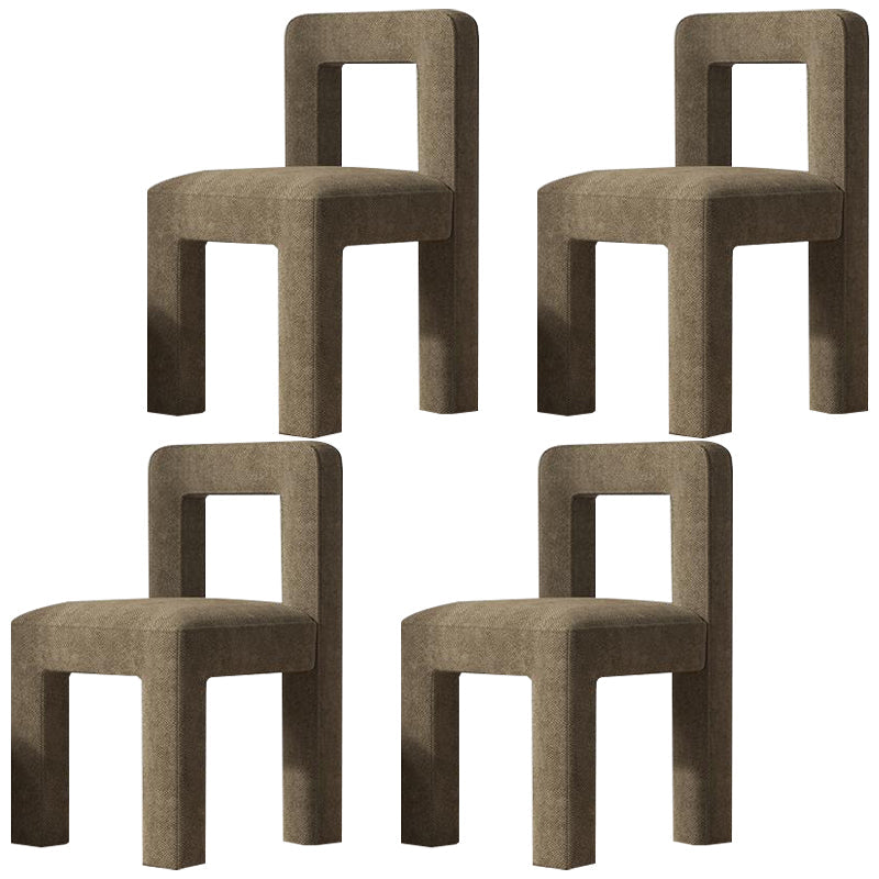 Modern Dining Side Chair Matte Finish Linen Fabric Open Back Armless Chair Dark Khaki 4 Piece Set Clearhalo ' kitchen&dining_furn' 'Dining Chairs' 'Dining Tables & Seating' 'dining_chair' 'furn' 'furn_dining_chair' 'Furniture' 'furniture_dining_chair' 'Kitchen & Dining Furniture' 'kitchen' 4287083