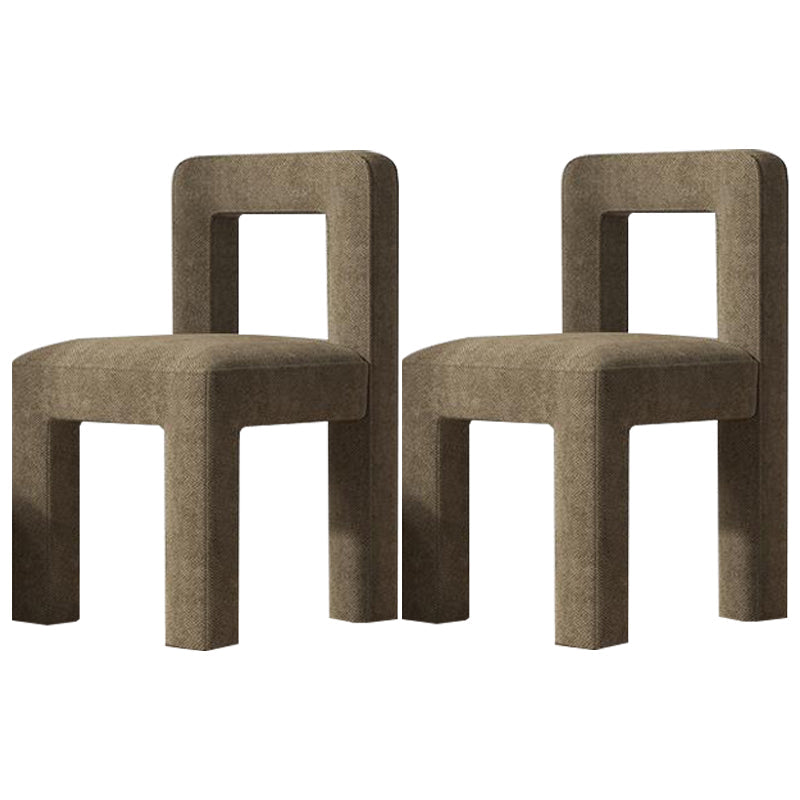 Modern Dining Side Chair Matte Finish Linen Fabric Open Back Armless Chair Dark Khaki 2 Piece Set Clearhalo ' kitchen&dining_furn' 'Dining Chairs' 'Dining Tables & Seating' 'dining_chair' 'furn' 'furn_dining_chair' 'Furniture' 'furniture_dining_chair' 'Kitchen & Dining Furniture' 'kitchen' 4287085