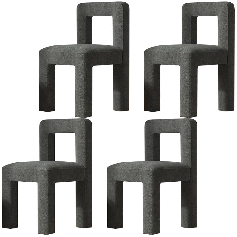 Modern Dining Side Chair Matte Finish Linen Fabric Open Back Armless Chair Dark Gray 4 Piece Set Clearhalo ' kitchen&dining_furn' 'Dining Chairs' 'Dining Tables & Seating' 'dining_chair' 'furn' 'furn_dining_chair' 'Furniture' 'furniture_dining_chair' 'Kitchen & Dining Furniture' 'kitchen' 4287089