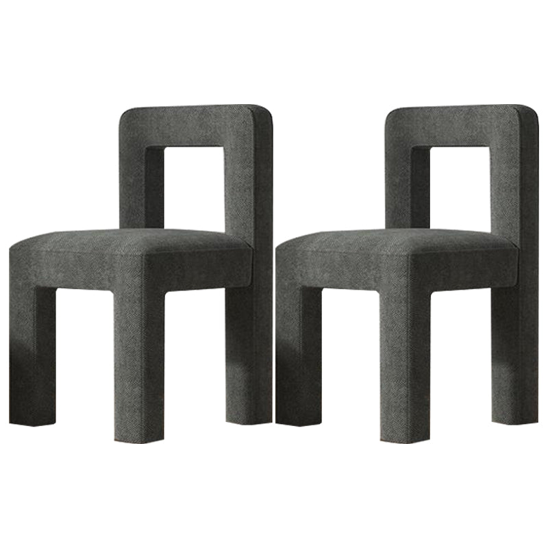 Modern Dining Side Chair Matte Finish Linen Fabric Open Back Armless Chair Dark Gray 2 Piece Set Clearhalo ' kitchen&dining_furn' 'Dining Chairs' 'Dining Tables & Seating' 'dining_chair' 'furn' 'furn_dining_chair' 'Furniture' 'furniture_dining_chair' 'Kitchen & Dining Furniture' 'kitchen' 4287091