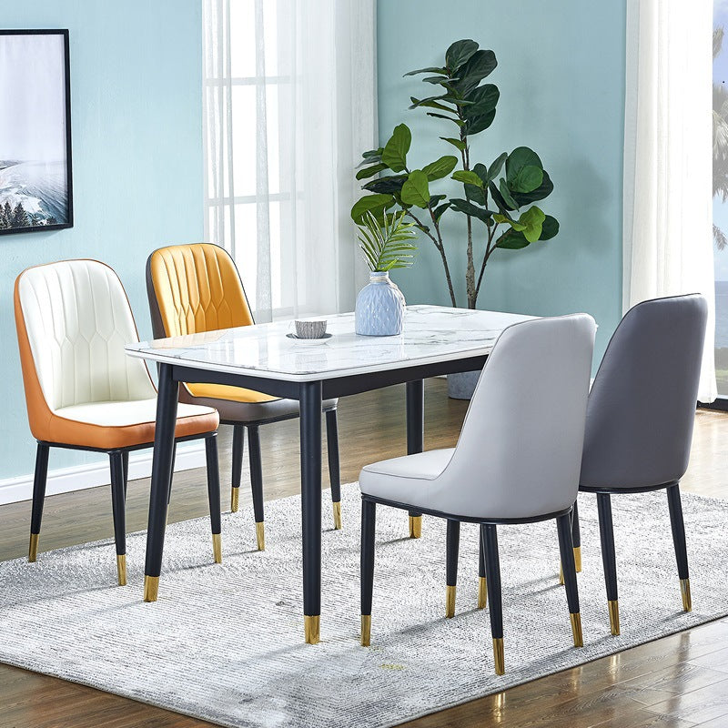 Contemporary Leather Curved Dining and Accent Chairs Parsons Chairs Clearhalo ' kitchen&dining_furn' 'Dining Chairs' 'Dining Tables & Seating' 'dining_chair' 'furn' 'furn_dining_chair' 'Furniture' 'furniture_dining_chair' 'Kitchen & Dining Furniture' 'kitchen' 4287096