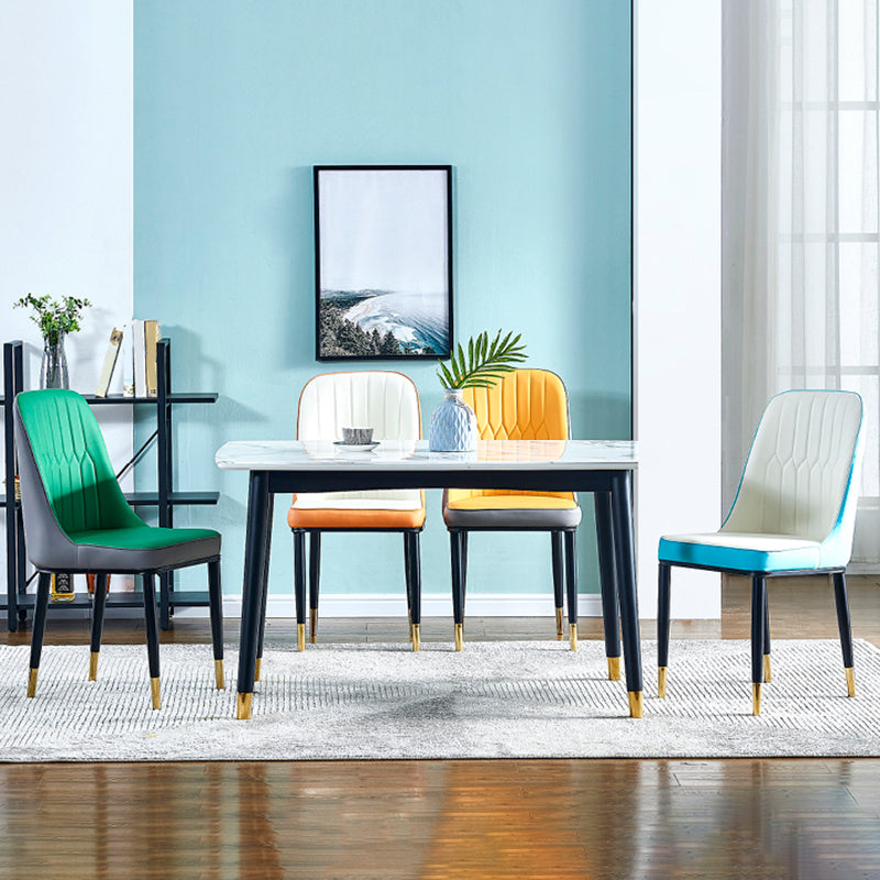 Contemporary Leather Curved Dining and Accent Chairs Parsons Chairs Clearhalo ' kitchen&dining_furn' 'Dining Chairs' 'Dining Tables & Seating' 'dining_chair' 'furn' 'furn_dining_chair' 'Furniture' 'furniture_dining_chair' 'Kitchen & Dining Furniture' 'kitchen' 4287097