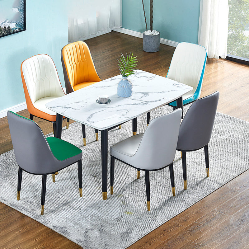Contemporary Leather Curved Dining and Accent Chairs Parsons Chairs Clearhalo ' kitchen&dining_furn' 'Dining Chairs' 'Dining Tables & Seating' 'dining_chair' 'furn' 'furn_dining_chair' 'Furniture' 'furniture_dining_chair' 'Kitchen & Dining Furniture' 'kitchen' 4287099