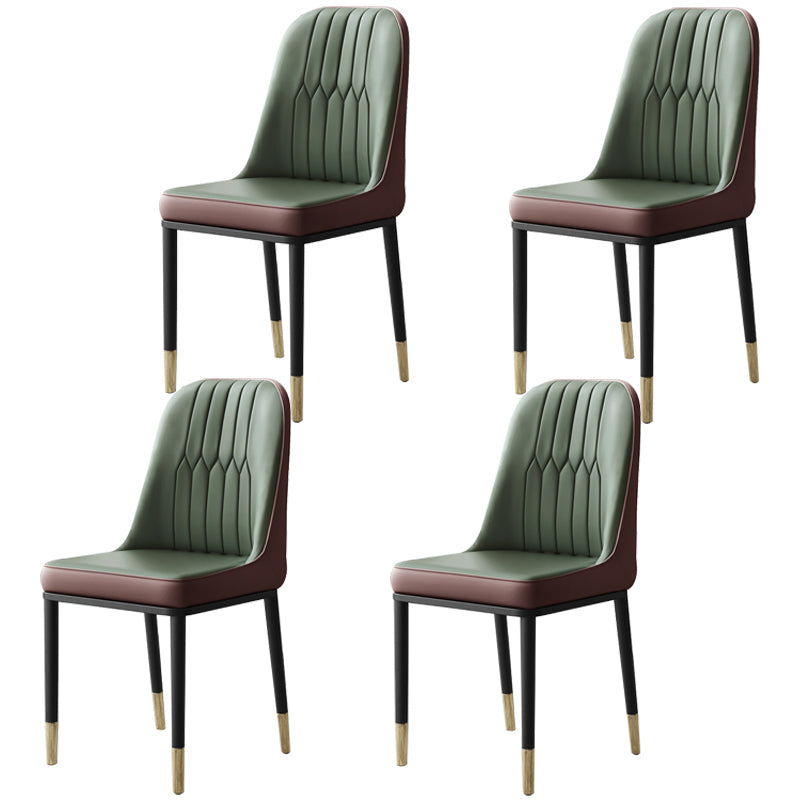 Contemporary Leather Curved Dining and Accent Chairs Parsons Chairs Green-Coffee 4 Piece Set Clearhalo ' kitchen&dining_furn' 'Dining Chairs' 'Dining Tables & Seating' 'dining_chair' 'furn' 'furn_dining_chair' 'Furniture' 'furniture_dining_chair' 'Kitchen & Dining Furniture' 'kitchen' 4287100