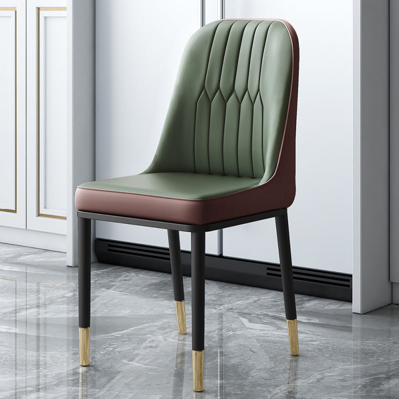 Contemporary Leather Curved Dining and Accent Chairs Parsons Chairs Green-Coffee 1 Piece Clearhalo ' kitchen&dining_furn' 'Dining Chairs' 'Dining Tables & Seating' 'dining_chair' 'furn' 'furn_dining_chair' 'Furniture' 'furniture_dining_chair' 'Kitchen & Dining Furniture' 'kitchen' 4287102