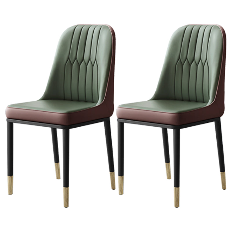 Contemporary Leather Curved Dining and Accent Chairs Parsons Chairs Green-Coffee 2 Piece Set Clearhalo ' kitchen&dining_furn' 'Dining Chairs' 'Dining Tables & Seating' 'dining_chair' 'furn' 'furn_dining_chair' 'Furniture' 'furniture_dining_chair' 'Kitchen & Dining Furniture' 'kitchen' 4287103