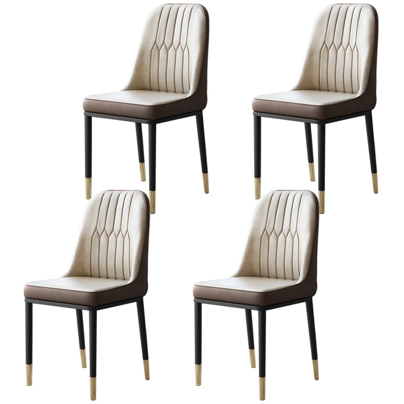 Contemporary Leather Curved Dining and Accent Chairs Parsons Chairs Gray Coffee 4 Piece Set Clearhalo ' kitchen&dining_furn' 'Dining Chairs' 'Dining Tables & Seating' 'dining_chair' 'furn' 'furn_dining_chair' 'Furniture' 'furniture_dining_chair' 'Kitchen & Dining Furniture' 'kitchen' 4287106