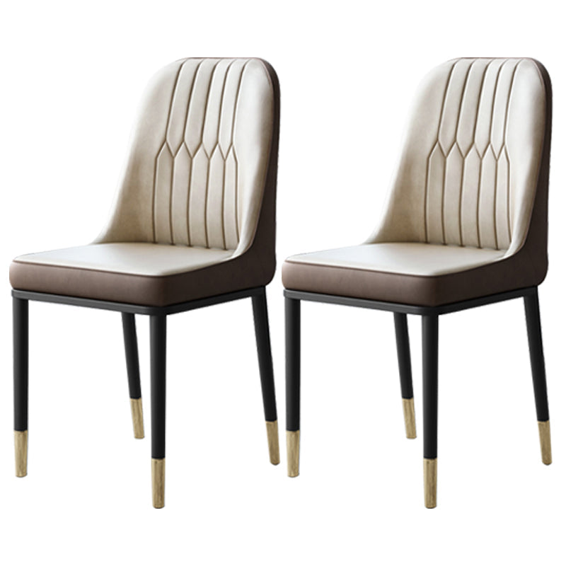 Contemporary Leather Curved Dining and Accent Chairs Parsons Chairs Gray Coffee 2 Piece Set Clearhalo ' kitchen&dining_furn' 'Dining Chairs' 'Dining Tables & Seating' 'dining_chair' 'furn' 'furn_dining_chair' 'Furniture' 'furniture_dining_chair' 'Kitchen & Dining Furniture' 'kitchen' 4287109