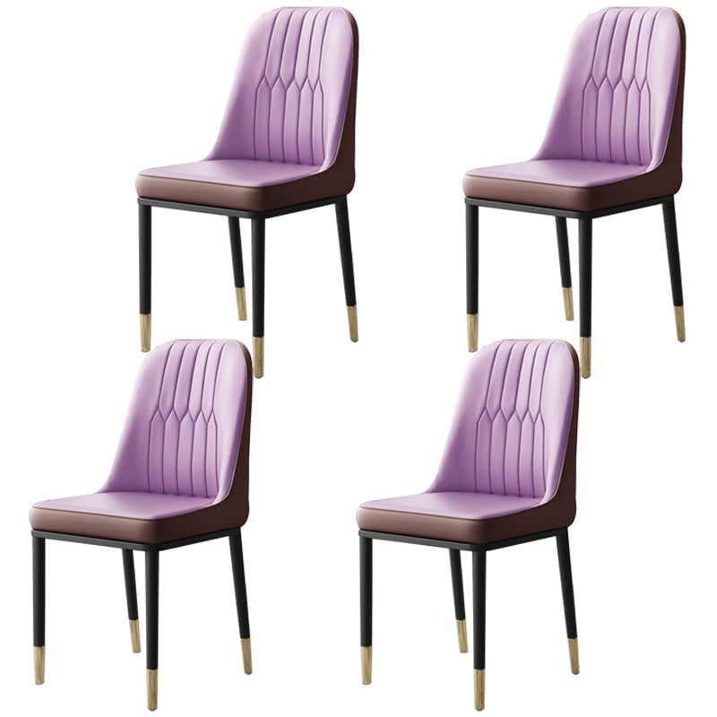 Contemporary Leather Curved Dining and Accent Chairs Parsons Chairs Purple 4 Piece Set Clearhalo ' kitchen&dining_furn' 'Dining Chairs' 'Dining Tables & Seating' 'dining_chair' 'furn' 'furn_dining_chair' 'Furniture' 'furniture_dining_chair' 'Kitchen & Dining Furniture' 'kitchen' 4287111