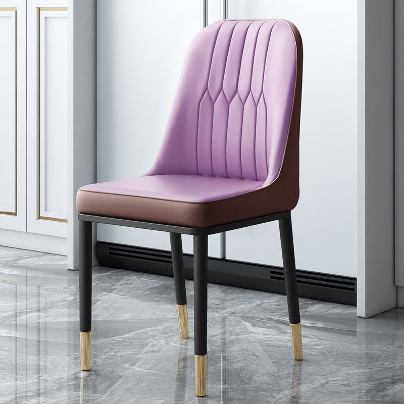Contemporary Leather Curved Dining and Accent Chairs Parsons Chairs Purple 1 Piece Clearhalo ' kitchen&dining_furn' 'Dining Chairs' 'Dining Tables & Seating' 'dining_chair' 'furn' 'furn_dining_chair' 'Furniture' 'furniture_dining_chair' 'Kitchen & Dining Furniture' 'kitchen' 4287114