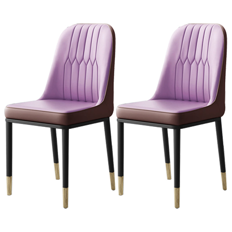 Contemporary Leather Curved Dining and Accent Chairs Parsons Chairs Purple 2 Piece Set Clearhalo ' kitchen&dining_furn' 'Dining Chairs' 'Dining Tables & Seating' 'dining_chair' 'furn' 'furn_dining_chair' 'Furniture' 'furniture_dining_chair' 'Kitchen & Dining Furniture' 'kitchen' 4287115