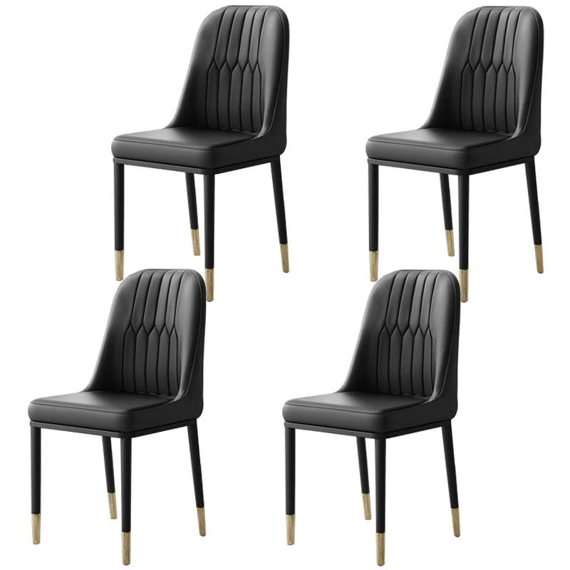 Contemporary Leather Curved Dining and Accent Chairs Parsons Chairs Black 4 Piece Set Clearhalo ' kitchen&dining_furn' 'Dining Chairs' 'Dining Tables & Seating' 'dining_chair' 'furn' 'furn_dining_chair' 'Furniture' 'furniture_dining_chair' 'Kitchen & Dining Furniture' 'kitchen' 4287116