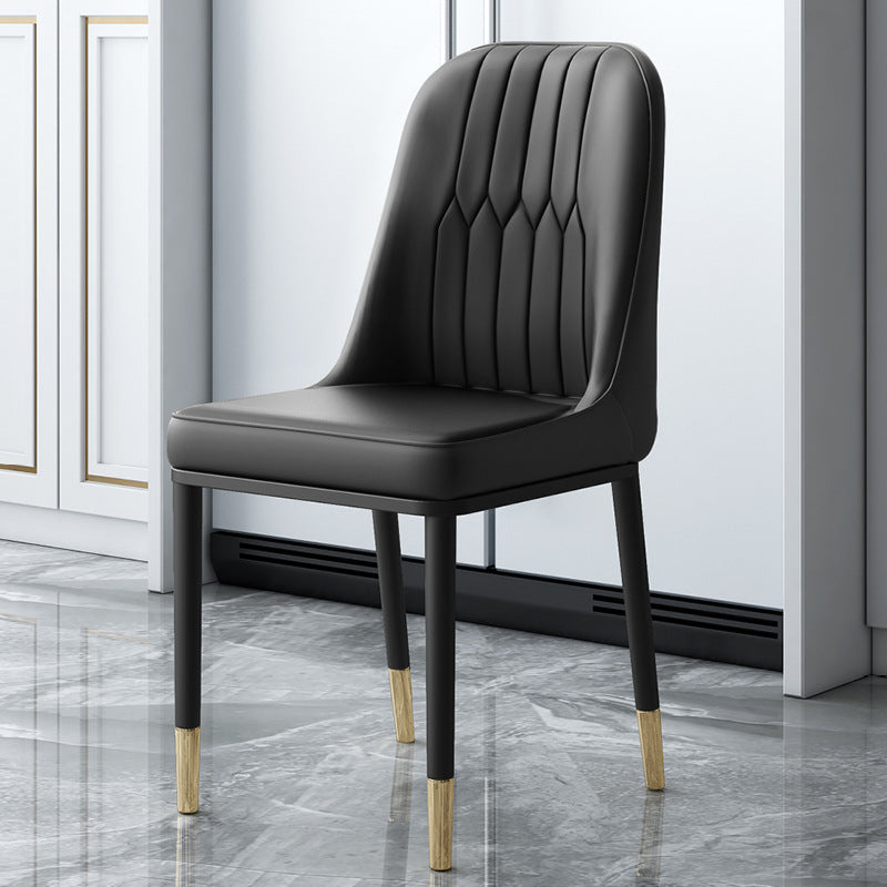 Contemporary Leather Curved Dining and Accent Chairs Parsons Chairs Black 1 Piece Clearhalo ' kitchen&dining_furn' 'Dining Chairs' 'Dining Tables & Seating' 'dining_chair' 'furn' 'furn_dining_chair' 'Furniture' 'furniture_dining_chair' 'Kitchen & Dining Furniture' 'kitchen' 4287117