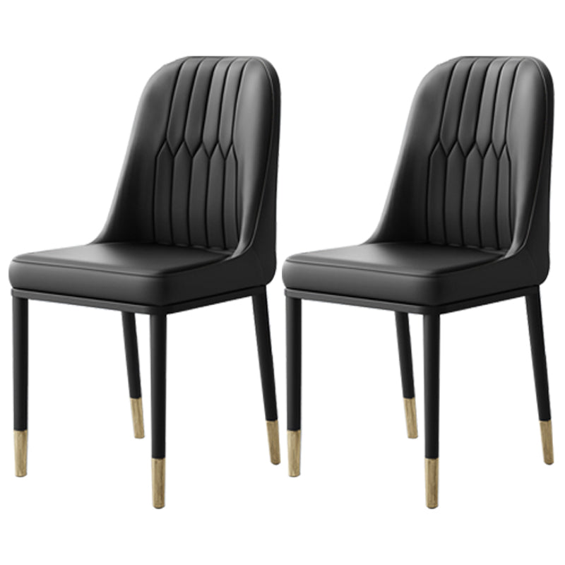 Contemporary Leather Curved Dining and Accent Chairs Parsons Chairs Black 2 Piece Set Clearhalo ' kitchen&dining_furn' 'Dining Chairs' 'Dining Tables & Seating' 'dining_chair' 'furn' 'furn_dining_chair' 'Furniture' 'furniture_dining_chair' 'Kitchen & Dining Furniture' 'kitchen' 4287118