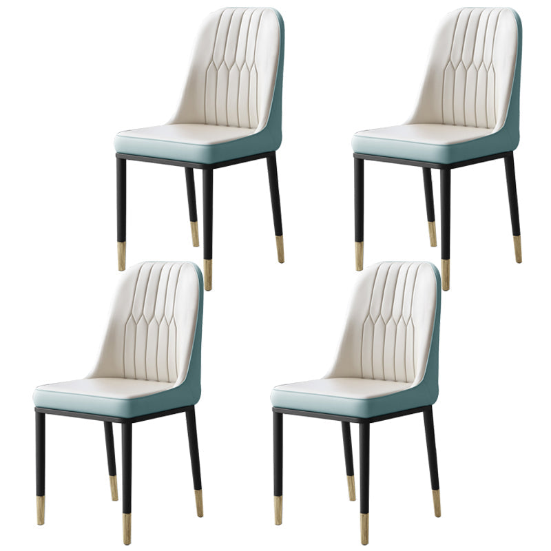 Contemporary Leather Curved Dining and Accent Chairs Parsons Chairs White-Blue 4 Piece Set Clearhalo ' kitchen&dining_furn' 'Dining Chairs' 'Dining Tables & Seating' 'dining_chair' 'furn' 'furn_dining_chair' 'Furniture' 'furniture_dining_chair' 'Kitchen & Dining Furniture' 'kitchen' 4287122
