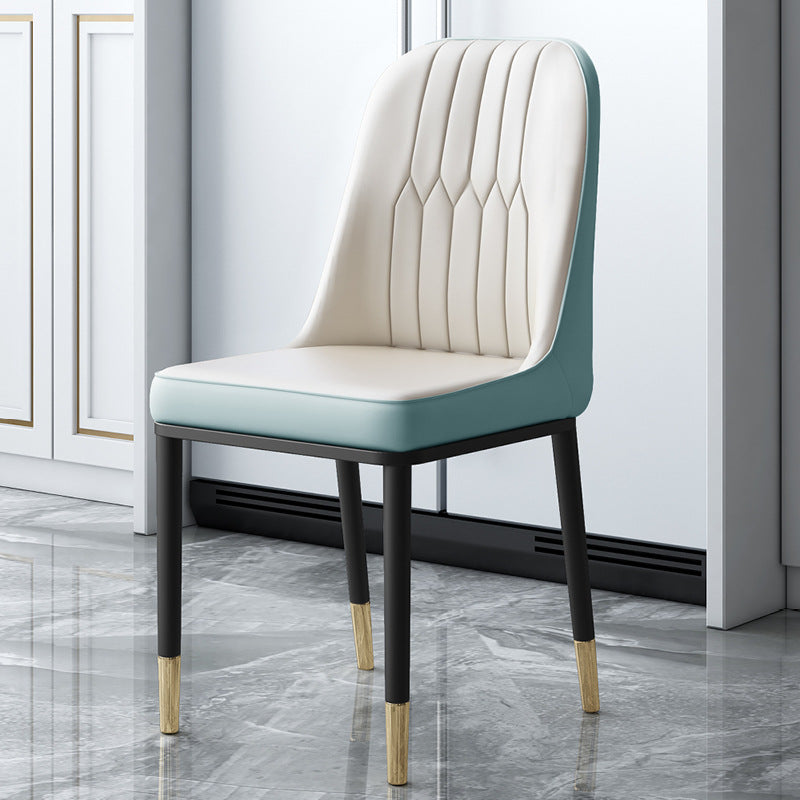 Contemporary Leather Curved Dining and Accent Chairs Parsons Chairs White-Blue 1 Piece Clearhalo ' kitchen&dining_furn' 'Dining Chairs' 'Dining Tables & Seating' 'dining_chair' 'furn' 'furn_dining_chair' 'Furniture' 'furniture_dining_chair' 'Kitchen & Dining Furniture' 'kitchen' 4287123