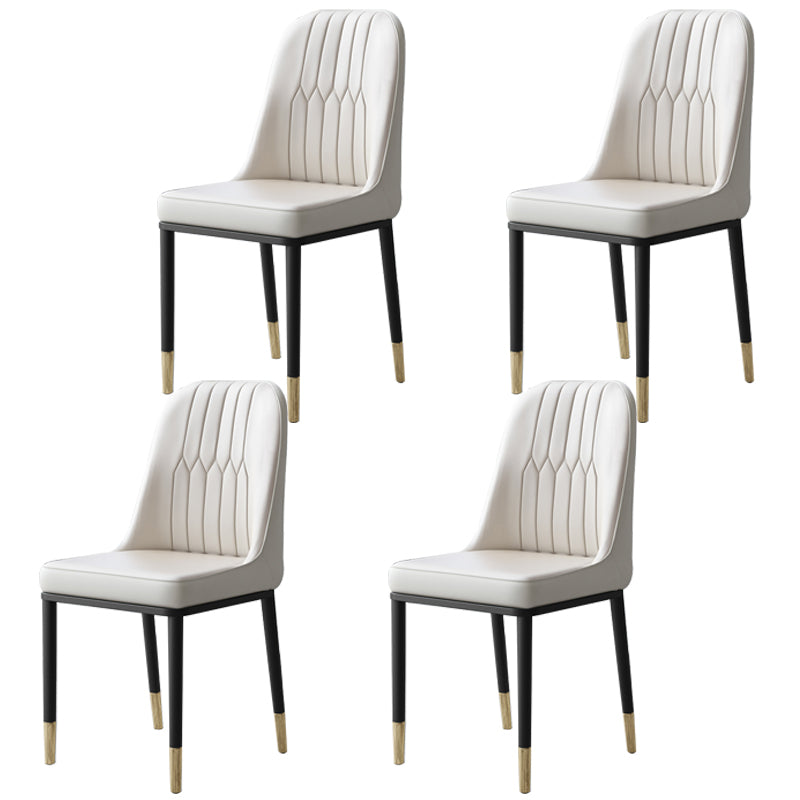 Contemporary Leather Curved Dining and Accent Chairs Parsons Chairs White 4 Piece Set Clearhalo ' kitchen&dining_furn' 'Dining Chairs' 'Dining Tables & Seating' 'dining_chair' 'furn' 'furn_dining_chair' 'Furniture' 'furniture_dining_chair' 'Kitchen & Dining Furniture' 'kitchen' 4287125
