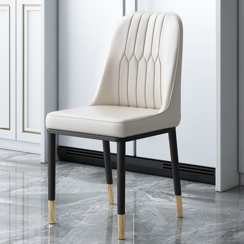 Contemporary Leather Curved Dining and Accent Chairs Parsons Chairs White 1 Piece Clearhalo ' kitchen&dining_furn' 'Dining Chairs' 'Dining Tables & Seating' 'dining_chair' 'furn' 'furn_dining_chair' 'Furniture' 'furniture_dining_chair' 'Kitchen & Dining Furniture' 'kitchen' 4287126