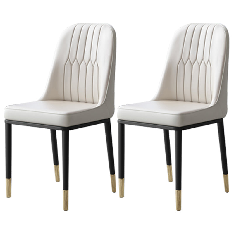 Contemporary Leather Curved Dining and Accent Chairs Parsons Chairs White 2 Piece Set Clearhalo ' kitchen&dining_furn' 'Dining Chairs' 'Dining Tables & Seating' 'dining_chair' 'furn' 'furn_dining_chair' 'Furniture' 'furniture_dining_chair' 'Kitchen & Dining Furniture' 'kitchen' 4287127