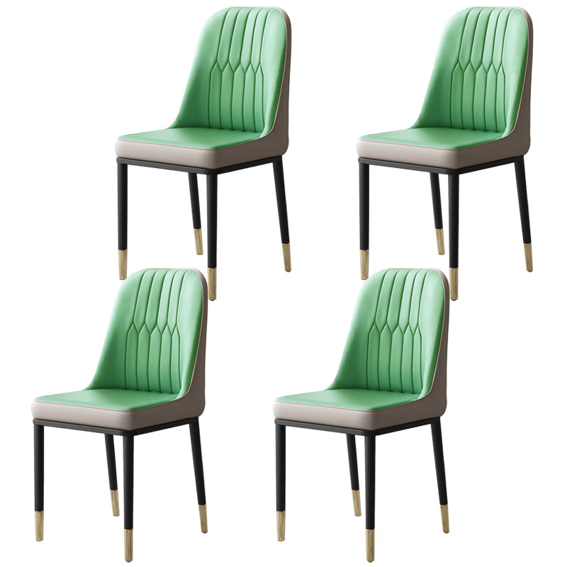Contemporary Leather Curved Dining and Accent Chairs Parsons Chairs Gray-Green 4 Piece Set Clearhalo ' kitchen&dining_furn' 'Dining Chairs' 'Dining Tables & Seating' 'dining_chair' 'furn' 'furn_dining_chair' 'Furniture' 'furniture_dining_chair' 'Kitchen & Dining Furniture' 'kitchen' 4287128