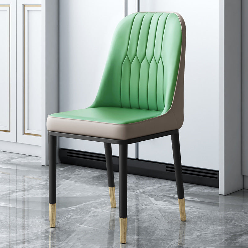 Contemporary Leather Curved Dining and Accent Chairs Parsons Chairs Gray-Green 1 Piece Clearhalo ' kitchen&dining_furn' 'Dining Chairs' 'Dining Tables & Seating' 'dining_chair' 'furn' 'furn_dining_chair' 'Furniture' 'furniture_dining_chair' 'Kitchen & Dining Furniture' 'kitchen' 4287129