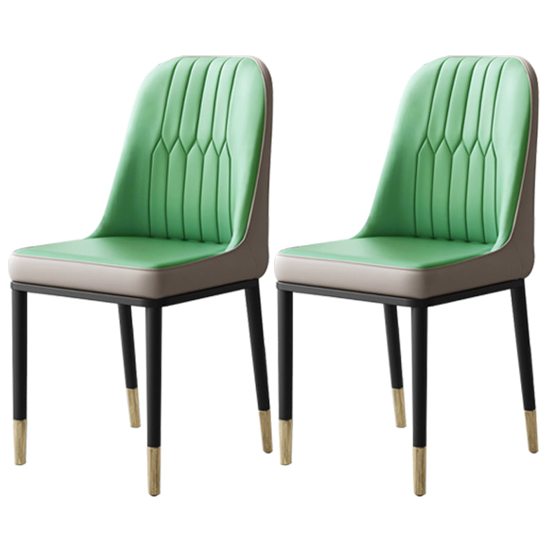 Contemporary Leather Curved Dining and Accent Chairs Parsons Chairs Gray-Green 2 Piece Set Clearhalo ' kitchen&dining_furn' 'Dining Chairs' 'Dining Tables & Seating' 'dining_chair' 'furn' 'furn_dining_chair' 'Furniture' 'furniture_dining_chair' 'Kitchen & Dining Furniture' 'kitchen' 4287130