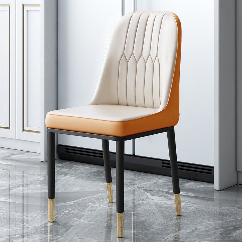 Contemporary Leather Curved Dining and Accent Chairs Parsons Chairs Orange White 1 Piece Clearhalo ' kitchen&dining_furn' 'Dining Chairs' 'Dining Tables & Seating' 'dining_chair' 'furn' 'furn_dining_chair' 'Furniture' 'furniture_dining_chair' 'Kitchen & Dining Furniture' 'kitchen' 4287132