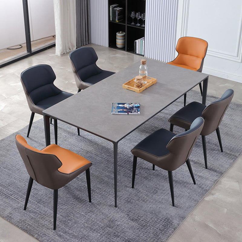 Modern Leather Curved Sloped Arm Chair Parsons Chair for Brasserie Clearhalo ' kitchen&dining_furn' 'Dining Chairs' 'Dining Tables & Seating' 'dining_chair' 'furn' 'furn_dining_chair' 'Furniture' 'furniture_dining_chair' 'Kitchen & Dining Furniture' 'kitchen' 4287138