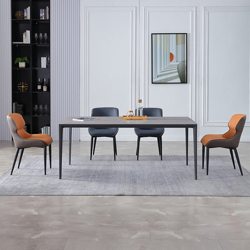 Modern Leather Curved Sloped Arm Chair Parsons Chair for Brasserie Clearhalo ' kitchen&dining_furn' 'Dining Chairs' 'Dining Tables & Seating' 'dining_chair' 'furn' 'furn_dining_chair' 'Furniture' 'furniture_dining_chair' 'Kitchen & Dining Furniture' 'kitchen' 4287140