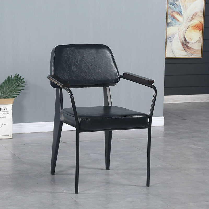 Industrial Metal Indoor-Outdoor Room Armchair Open Back Chair Black 1 Piece Clearhalo ' kitchen&dining_furn' 'Dining Chairs' 'Dining Tables & Seating' 'dining_chair' 'furn' 'furn_dining_chair' 'Furniture' 'furniture_dining_chair' 'Kitchen & Dining Furniture' 'kitchen' 4287148