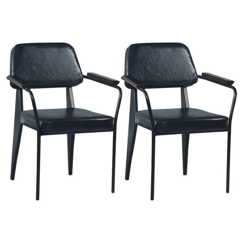 Industrial Metal Indoor-Outdoor Room Armchair Open Back Chair Black 2 Piece Set Clearhalo ' kitchen&dining_furn' 'Dining Chairs' 'Dining Tables & Seating' 'dining_chair' 'furn' 'furn_dining_chair' 'Furniture' 'furniture_dining_chair' 'Kitchen & Dining Furniture' 'kitchen' 4287149