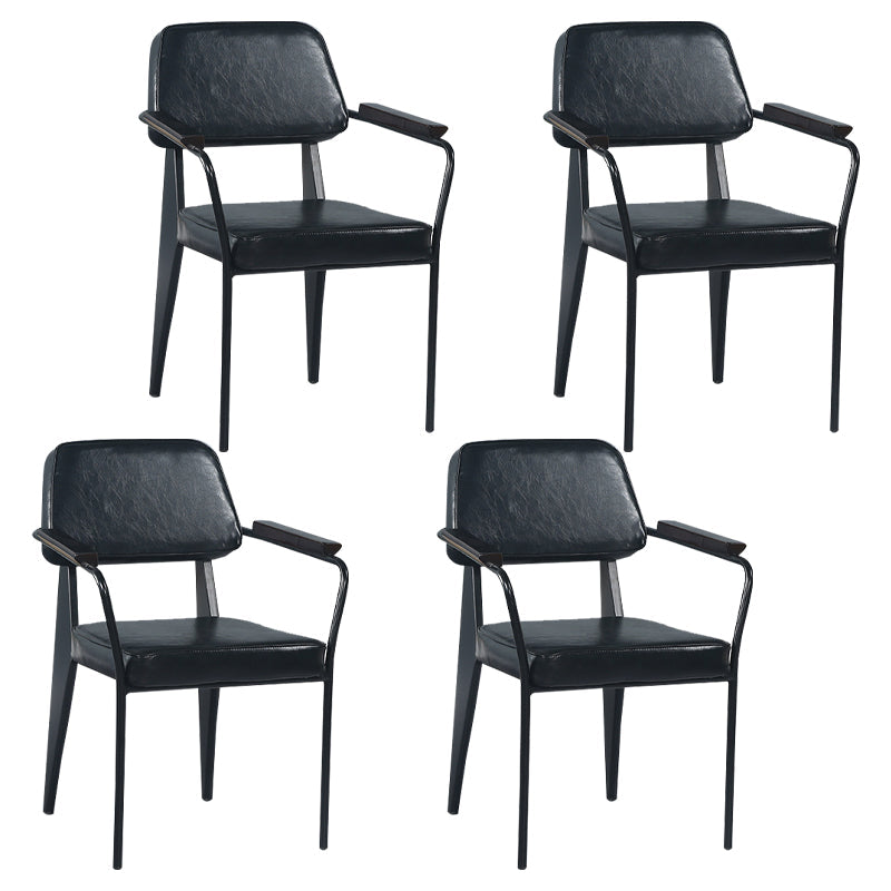 Industrial Metal Indoor-Outdoor Room Armchair Open Back Chair Black 4 Piece Set Clearhalo ' kitchen&dining_furn' 'Dining Chairs' 'Dining Tables & Seating' 'dining_chair' 'furn' 'furn_dining_chair' 'Furniture' 'furniture_dining_chair' 'Kitchen & Dining Furniture' 'kitchen' 4287152