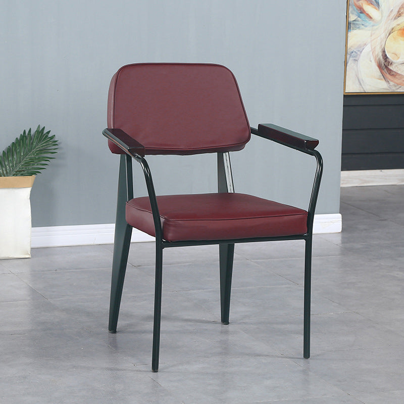 Industrial Metal Indoor-Outdoor Room Armchair Open Back Chair Burgundy 1 Piece Clearhalo ' kitchen&dining_furn' 'Dining Chairs' 'Dining Tables & Seating' 'dining_chair' 'furn' 'furn_dining_chair' 'Furniture' 'furniture_dining_chair' 'Kitchen & Dining Furniture' 'kitchen' 4287166