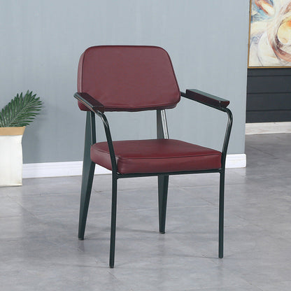 Industrial Metal Indoor-Outdoor Room Armchair Open Back Chair Burgundy 1 Piece Clearhalo ' kitchen&dining_furn' 'Dining Chairs' 'Dining Tables & Seating' 'dining_chair' 'furn' 'furn_dining_chair' 'Furniture' 'furniture_dining_chair' 'Kitchen & Dining Furniture' 'kitchen' 4287166