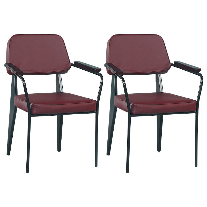 Industrial Metal Indoor-Outdoor Room Armchair Open Back Chair Burgundy 2 Piece Set Clearhalo ' kitchen&dining_furn' 'Dining Chairs' 'Dining Tables & Seating' 'dining_chair' 'furn' 'furn_dining_chair' 'Furniture' 'furniture_dining_chair' 'Kitchen & Dining Furniture' 'kitchen' 4287168