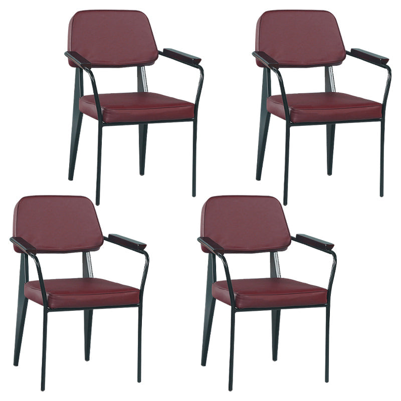 Industrial Metal Indoor-Outdoor Room Armchair Open Back Chair Burgundy 4 Piece Set Clearhalo ' kitchen&dining_furn' 'Dining Chairs' 'Dining Tables & Seating' 'dining_chair' 'furn' 'furn_dining_chair' 'Furniture' 'furniture_dining_chair' 'Kitchen & Dining Furniture' 'kitchen' 4287169
