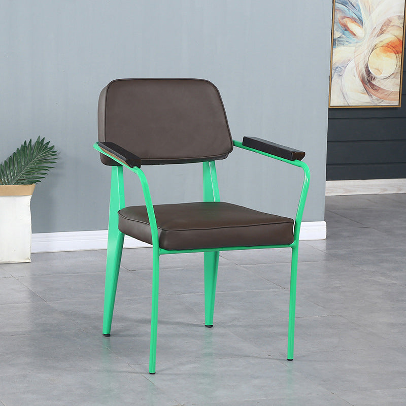 Industrial Metal Indoor-Outdoor Room Armchair Open Back Chair Dark Brown 1 Piece Clearhalo ' kitchen&dining_furn' 'Dining Chairs' 'Dining Tables & Seating' 'dining_chair' 'furn' 'furn_dining_chair' 'Furniture' 'furniture_dining_chair' 'Kitchen & Dining Furniture' 'kitchen' 4287170