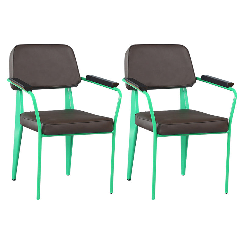 Industrial Metal Indoor-Outdoor Room Armchair Open Back Chair Dark Brown 2 Piece Set Clearhalo ' kitchen&dining_furn' 'Dining Chairs' 'Dining Tables & Seating' 'dining_chair' 'furn' 'furn_dining_chair' 'Furniture' 'furniture_dining_chair' 'Kitchen & Dining Furniture' 'kitchen' 4287171