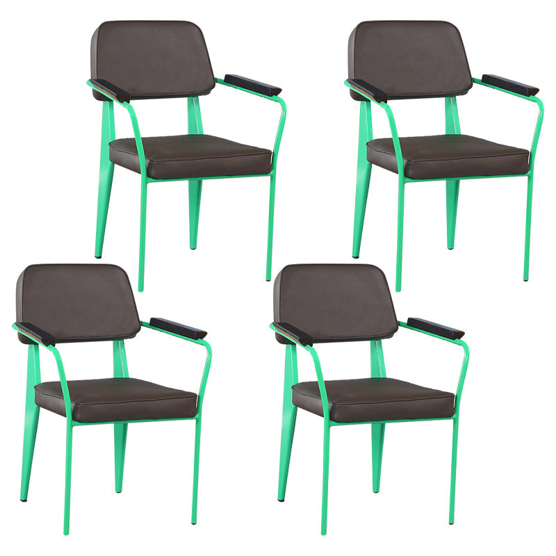 Industrial Metal Indoor-Outdoor Room Armchair Open Back Chair Dark Brown 4 Piece Set Clearhalo ' kitchen&dining_furn' 'Dining Chairs' 'Dining Tables & Seating' 'dining_chair' 'furn' 'furn_dining_chair' 'Furniture' 'furniture_dining_chair' 'Kitchen & Dining Furniture' 'kitchen' 4287172